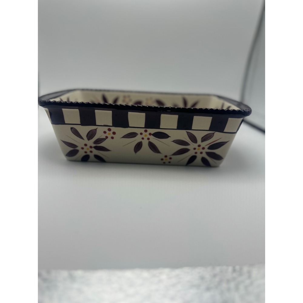 Temp-tations Old World 1.75 QT Loaf Pan Eggplant Purple Floral Ceramic Baker